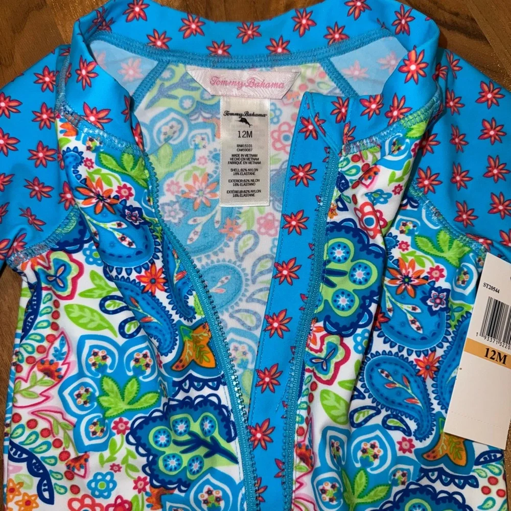 Tommy bahama swim suit bathing suit long sleeve zip up 12‎ months UPF NWT